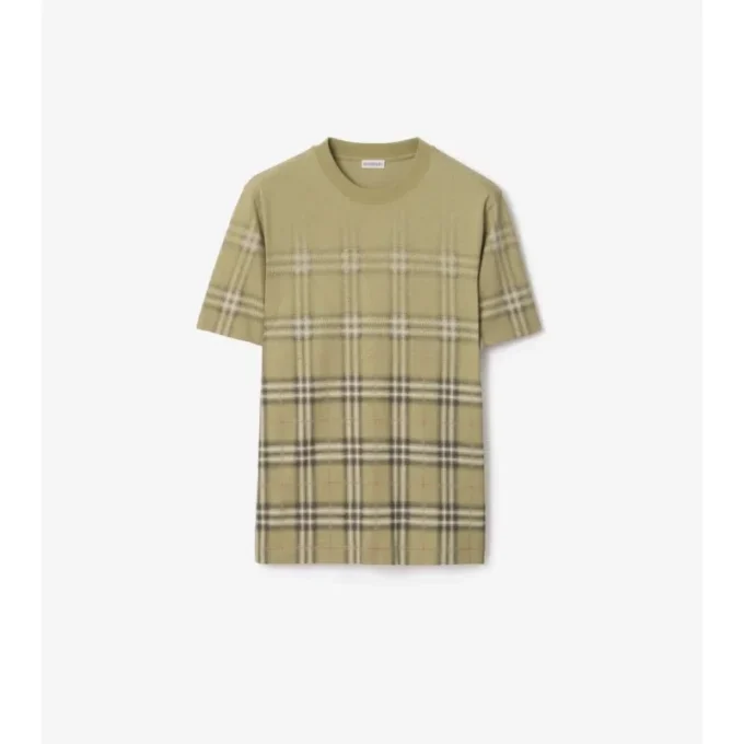 T-shirt in cotone con motivo a quadri sfumato