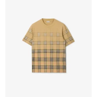 T-shirt in cotone con motivo a quadri sfumato