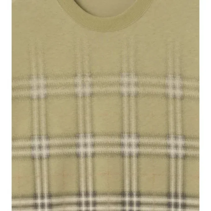 T-shirt in cotone con motivo a quadri sfumato