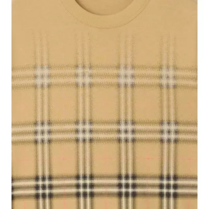 T-shirt in cotone con motivo a quadri sfumato