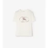 T-shirt in cotone con stampa a quadri e cavaliere