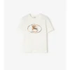 T-shirt in cotone con stampa a quadri e cavaliere