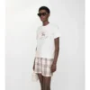 T-shirt in cotone con stampa a quadri e cavaliere