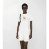 T-shirt in cotone con stampa a quadri e cavaliere