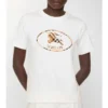 T-shirt in cotone con stampa a quadri e cavaliere