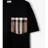 T-shirt in cotone con tasca a quadri