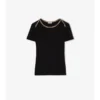 T-shirt in cotone elasticizzato con bordi a quadri