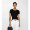 T-shirt in cotone elasticizzato con bordi a quadri