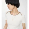 T-shirt in cotone elasticizzato con bordi a quadri