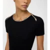 T-shirt in cotone elasticizzato con bordi a quadri