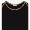 T-shirt in cotone elasticizzato con bordi a quadri