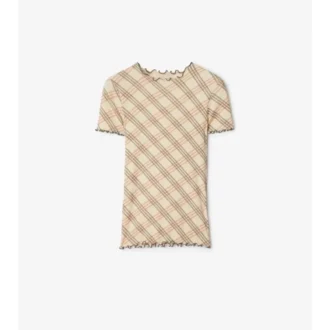 T-shirt in cotone elasticizzato con motivo a quadri