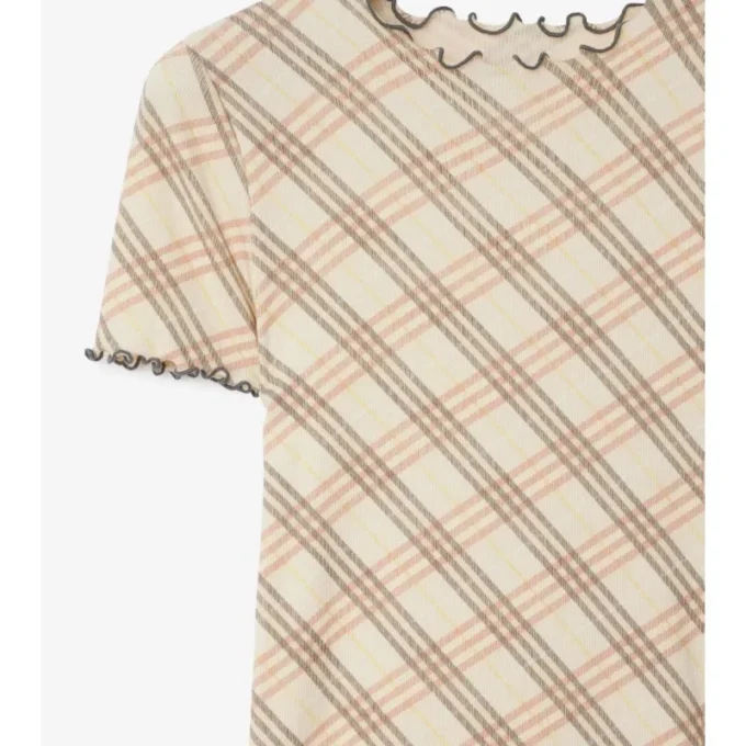 T-shirt in cotone elasticizzato con motivo a quadri