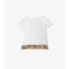 T-shirt in cotone elasticizzato con volant a quadri