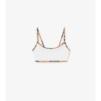 Top bikini con bordi a quadri