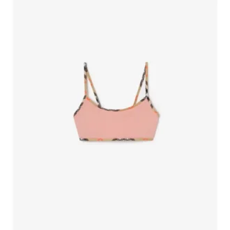 Top bikini con bordi a quadri