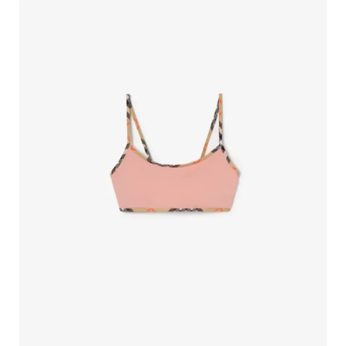 Top bikini con bordi a quadri