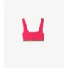 Top bikini con bordi a quadri
