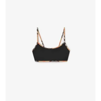 Top bikini con bordi a quadri