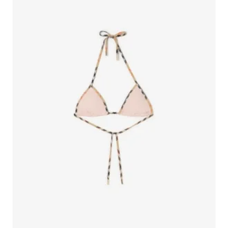 Top bikini con bordi a quadri