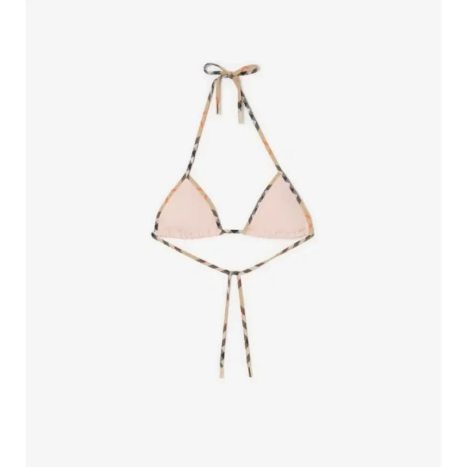 Top bikini con bordi a quadri