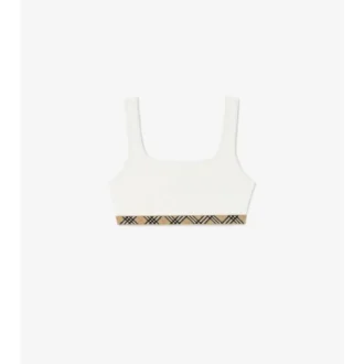Top bikini con bordi a quadri