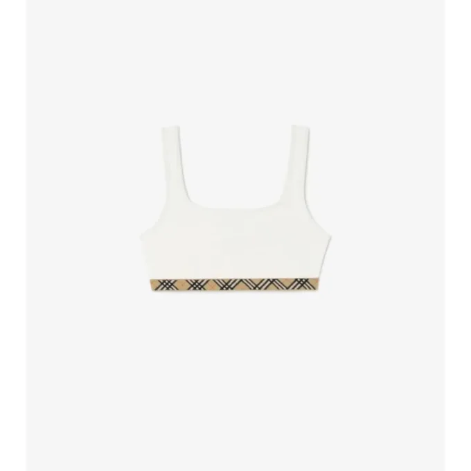 Top bikini con bordi a quadri