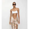 Top bikini con bordi a quadri