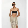 Top bikini con bordi a quadri