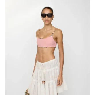 Top bikini con bordi a quadri