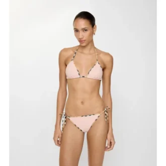 Top bikini con bordi a quadri