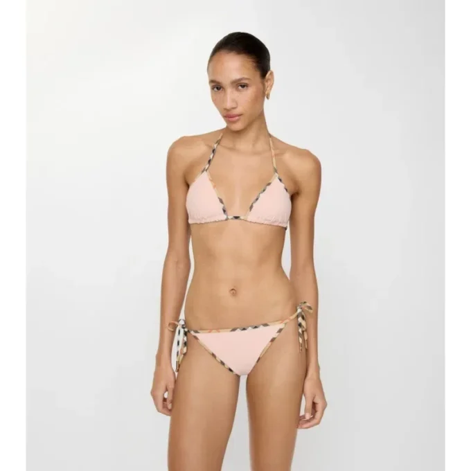 Top bikini con bordi a quadri