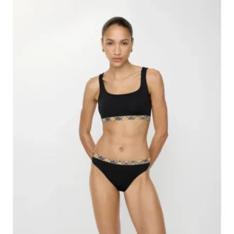 Top bikini con bordi a quadri