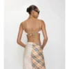 Top bikini con bordi a quadri