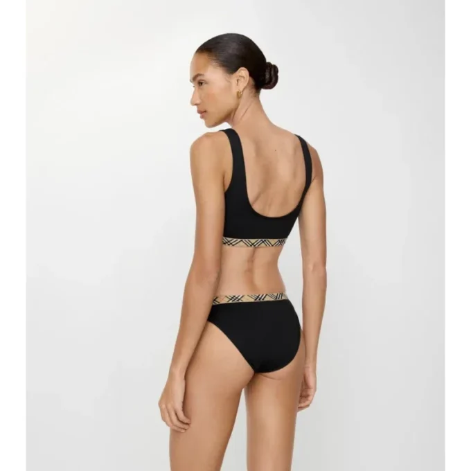 Top bikini con bordi a quadri