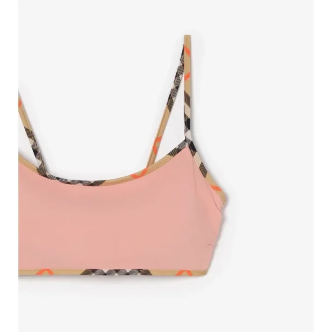 Top bikini con bordi a quadri