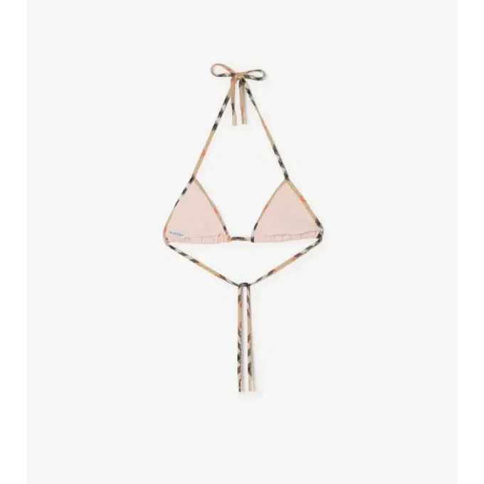 Top bikini con bordi a quadri