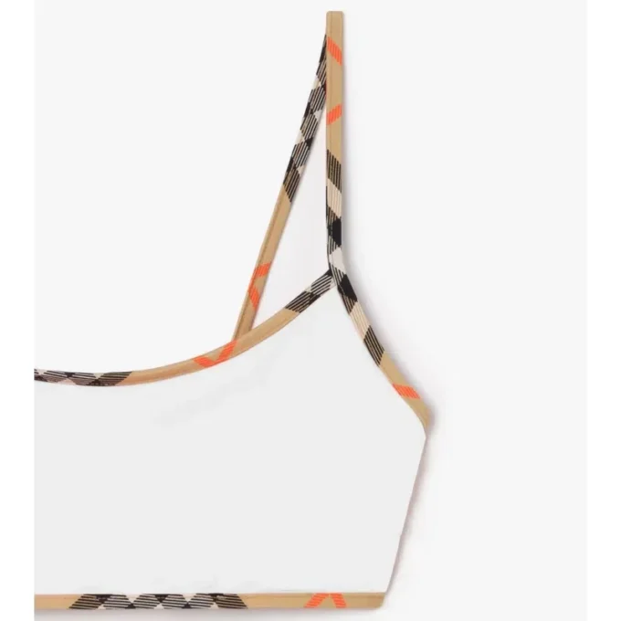 Top bikini con bordi a quadri