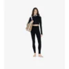 Top corto in jersey elasticizzato con zip e bordi a quadri