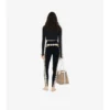 Top corto in jersey elasticizzato con zip e bordi a quadri