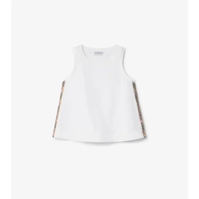 Top in cotone con bordi a righe