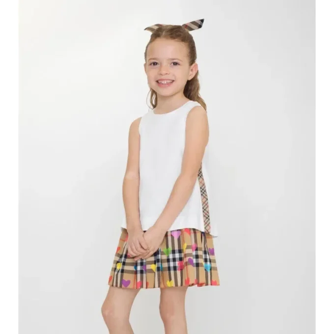 Top in cotone con bordi a righe