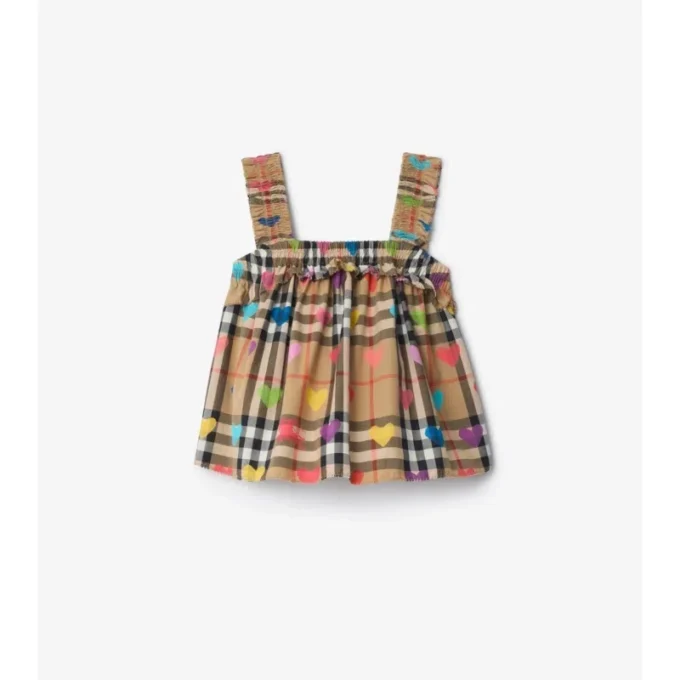 Top in cotone con motivo a cuori
