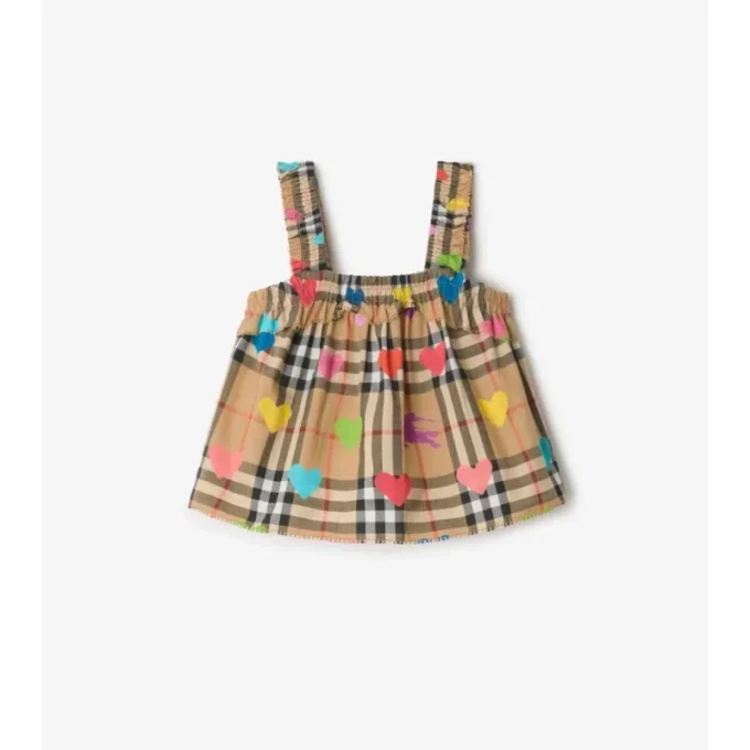 Top in cotone con motivo a cuori