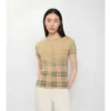 Top in cotone elasticizzato a quadri sfumati