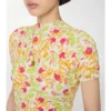 Top in misto cotone a motivi floreali