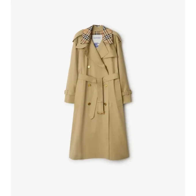 Trench Castleford con collo lungo a quadri