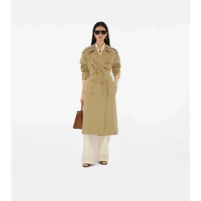 Trench Castleford con collo lungo a quadri