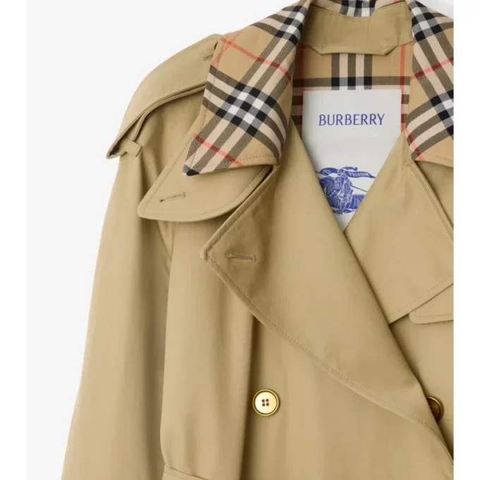 Trench Castleford con collo lungo a quadri