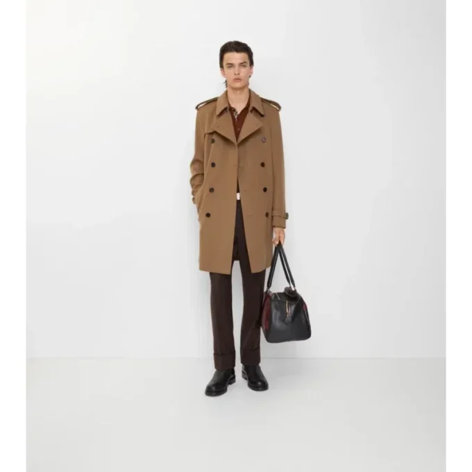 Trench Coat in cashmere di media lunghezza